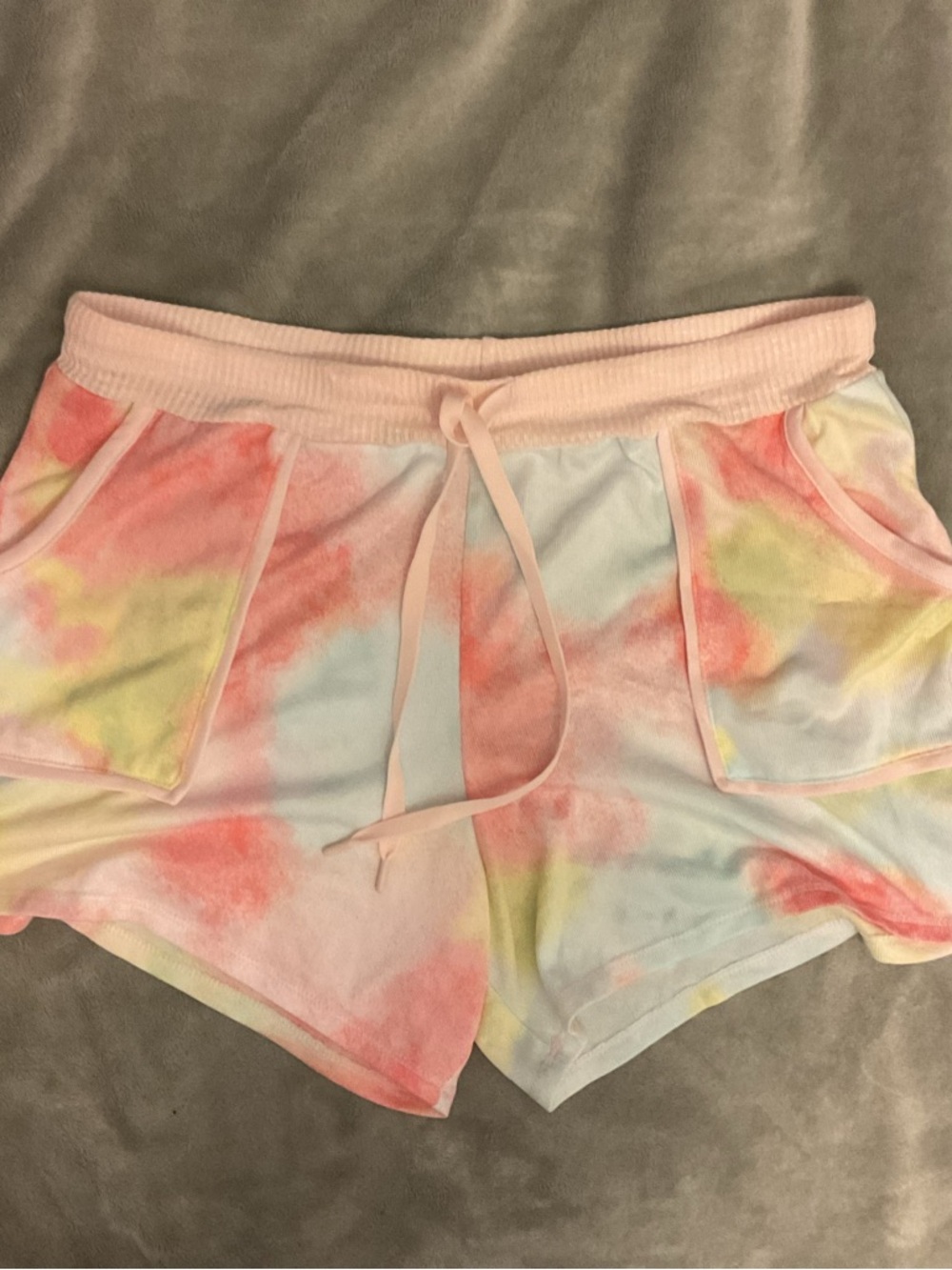 Secret Treasures Pastel Tie-Dye Lounge Shorts - Pink, Yellow, Blue